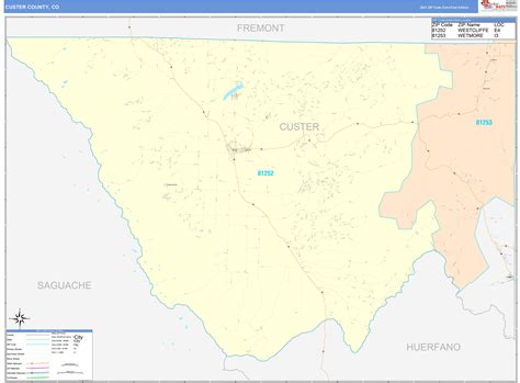 Custer County, CO Wall Map Color Cast Style by MarketMAPS - MapSales.com