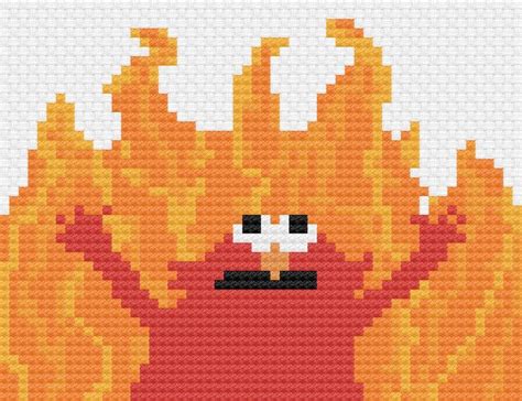 Sesame Street Elmo Fire Meme Cross Stitch Pattern | Etsy in 2021 | Pixel art pattern, Pixel art ...