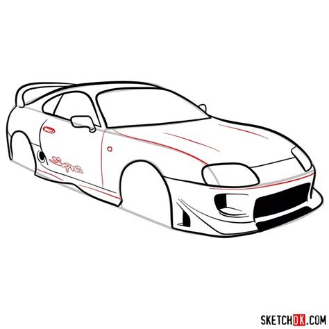 How to draw 1993 Toyota Supra in 12 steps - Sketchok easy drawing ...