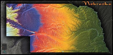 Nebraska Terrain Map | Colorful Topography of Landscape