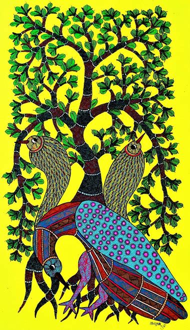 Buy Gond Tribal Art Painting Handmade Painting by TRIBAL VALLEY DIGITAL SHOPPING. Code:ART_2114 ...