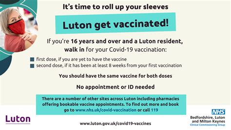 Luton Council - COVID-19 vaccination walk in options in...