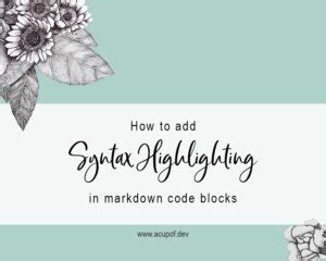 Quick tip: How to get syntax highlighting in markdown code blocks - A ...