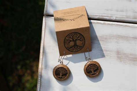 Tree Earrings in Oregon Myrtlewood