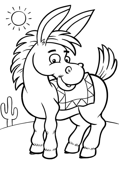 Burro de Dibujos Animados Sonriente para colorear, imprimir e dibujar ...