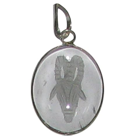 Mesha Rasi Aries Zodiac Sun Sign Handcrafted Oval Crystal Pendant - A4658-01 - Aadhyathmika ...