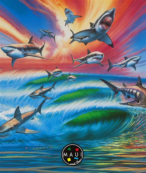 Wave Predators Art by Rick Rietveld | Surf art, Shark art, Surfboard art