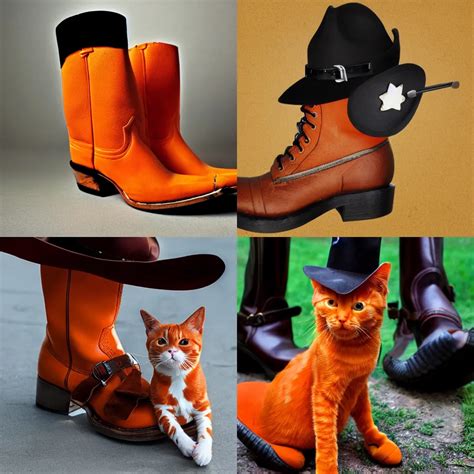 a photo of an orange cat wearing cow boy boots and a | Stable Diffusion ...