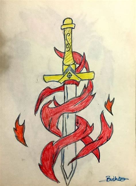 How To Draw A Sword On Fire