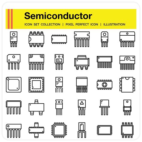 Semiconductor icon set 2181826 Vector Art at Vecteezy