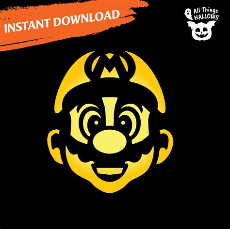 Creative Super Mario Pumpkin Carving Stencil Instant Download PDF - Etsy