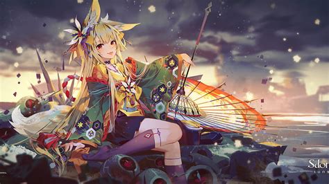 Anime Girl, Fox Girl, Animal Ears, Ribbon, Kitsune HD wallpaper | Pxfuel