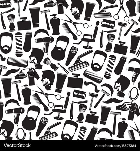 Background pattern with barber salon or shop icons