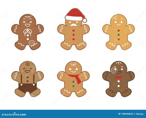 Gingerbread Man Variation Set Stock Vector - Illustration of icon ...