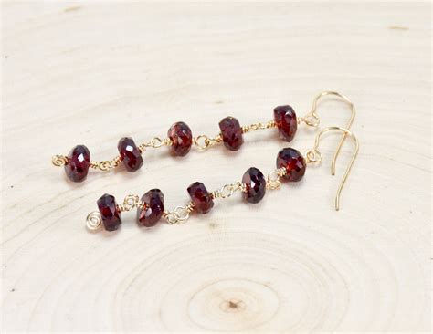 Garnet and Gold Earrings - Etsy