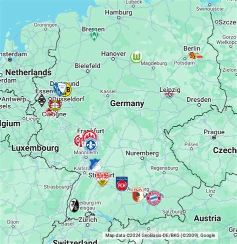 Bundesliga (Germany) - Google My Maps