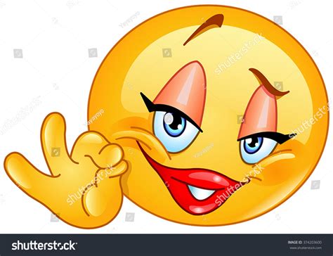 Female Emoticon Showing Ok Sign Stock Vector 374203600 - Shutterstock