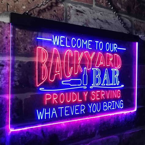 Welcome to Our Backyard Bar Two Colors LED Home Bar Sign (Three Sizes ...