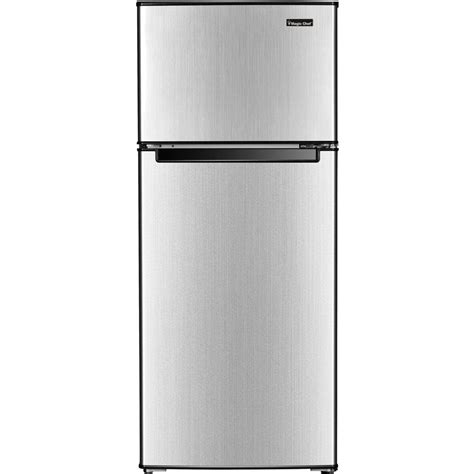 Magic Chef 4.5-Cu. Ft. Mini Refrigerator with Top-Mount Freezer and Stainless Steel Door ...