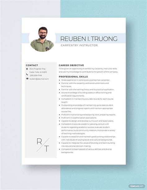 Carpentry Instructor Resume in Pages, Word - Download | Template.net