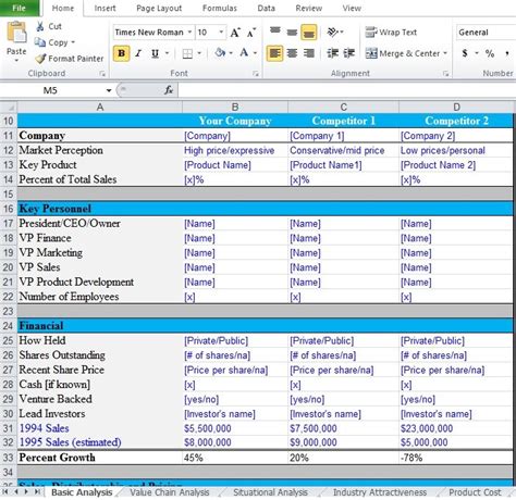 Competitive Analysis Example Template - Excel TMP