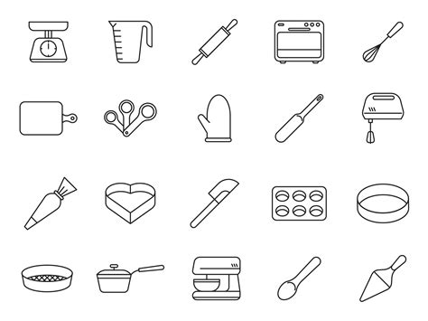 20 Baking Tools Vector Icons