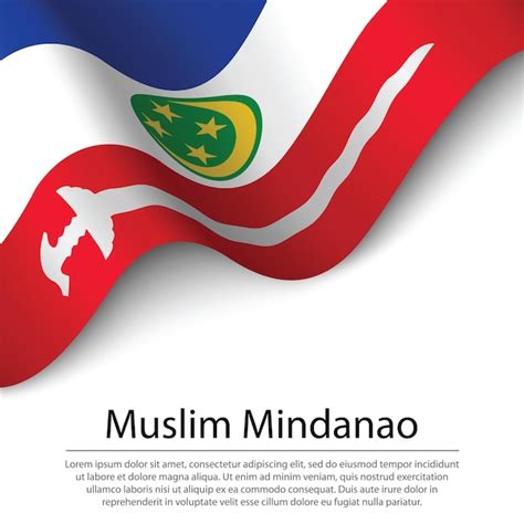 Acenando a bandeira do muçulmano mindanao no fundo branco banner ou ri ...