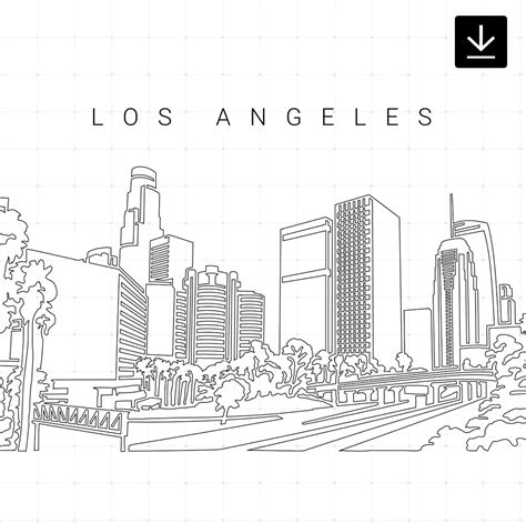 Los Angeles Skyline Black And White Drawing