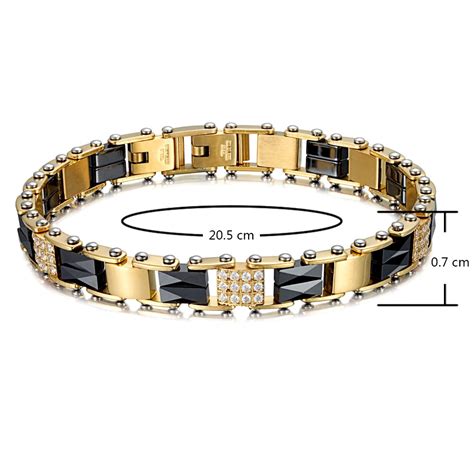 Luxury Gold Plated Magnetic Bracelet with Black Ceramics and Clear Zir – Innovato Store