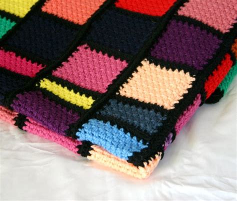 Scrap Yarn Afghan Crocheted Stained Glass-style Granny Square - Etsy