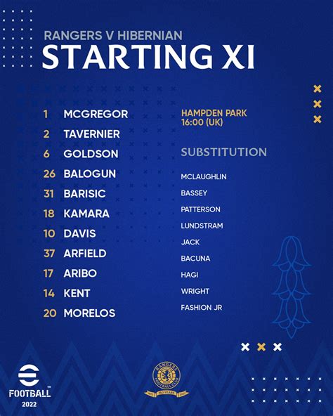 Rangers Line Up for today : r/rangersfc