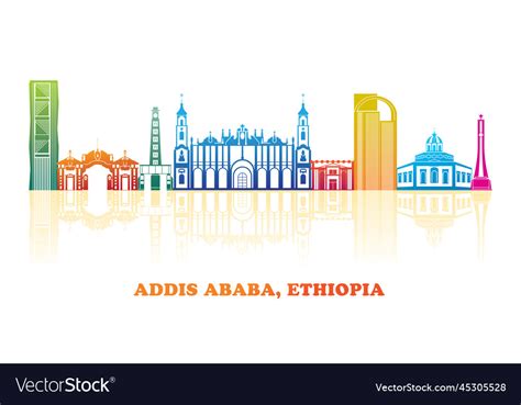 Colorful skyline panorama of city addis ababa Vector Image