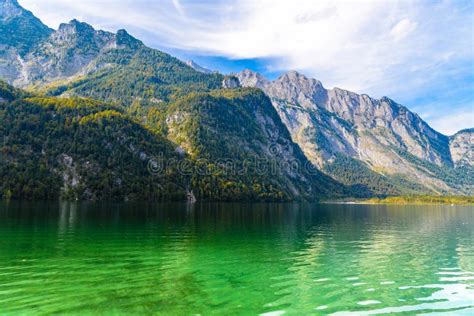 Koenigssee Lake with Alp Mountains, Konigsee, Berchtesgaden National Park, Bavaria, Germany ...