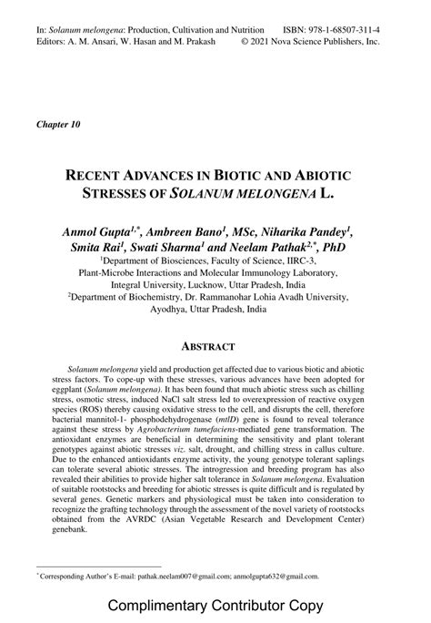 (PDF) In: Solanum melongena: Production, Cultivation and Nutrition ...