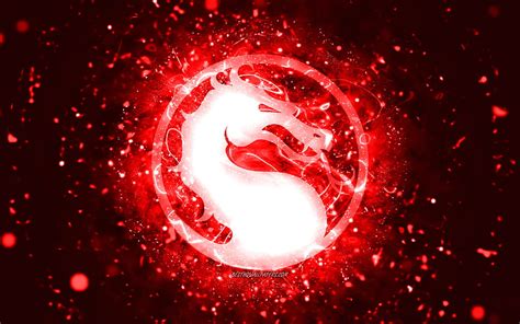 Mortal Kombat red logo, , red neon lights, creative, red abstract ...