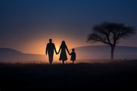 Premium AI Image | silhouette of a family holding hands at sunset