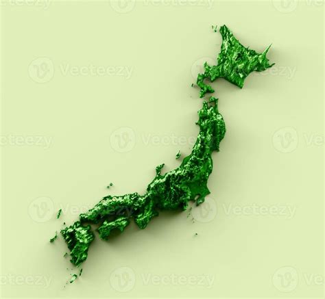 Japan Topographic Map 3d realistic map Color 3d illustration 13834424 ...