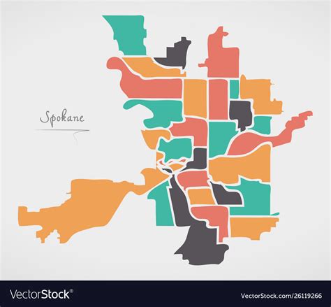 Spokane washington with neighborhoods Royalty Free Vector