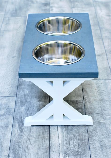 Large Elevated Dog Bowl Stand - Trestle Farmhouse Table Dog Bowl Stand ...