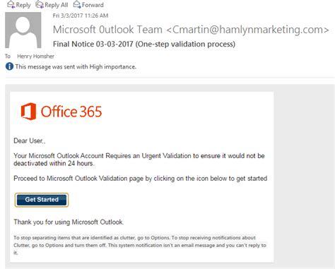 Looks like Scam Microsoft Outlook Team - Final Notice (One Step - Microsoft Community