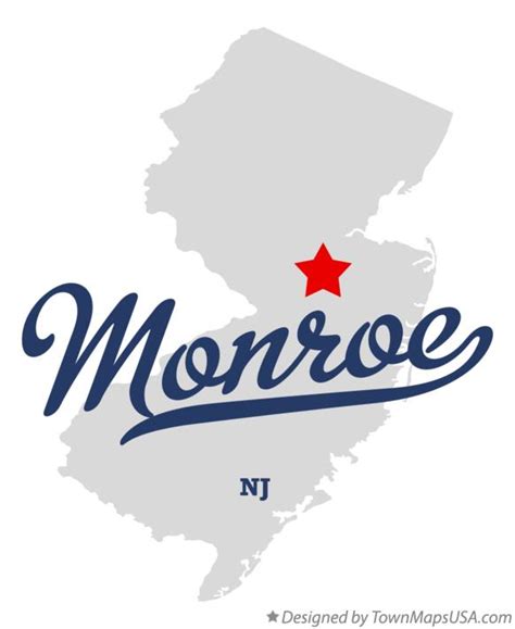 Map of Monroe, Middlesex County, NJ, New Jersey