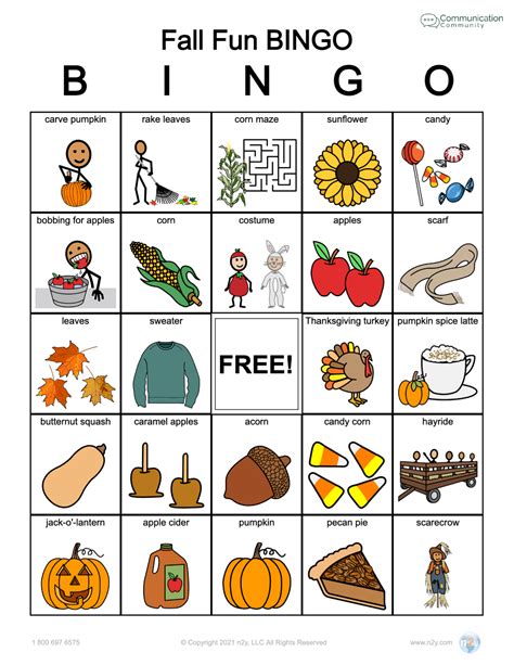 Free Fall BINGO Activity