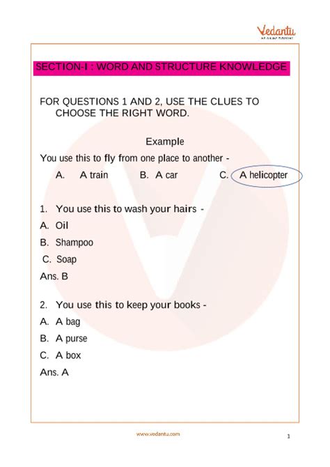 IEO English Sample Paper 2 for Class 2 with Solutions