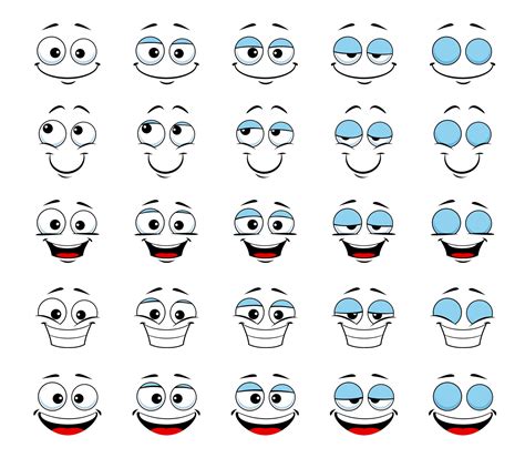 Cartoon face and blink eye animation. Vector sprite sheet with human personage smiling ...