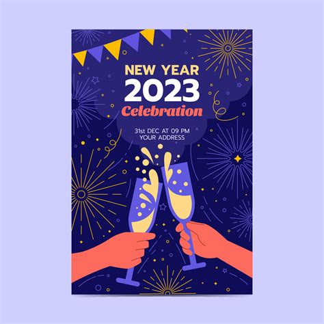 Flat New Year Poster Template 14465961 Vector Art at Vecteezy