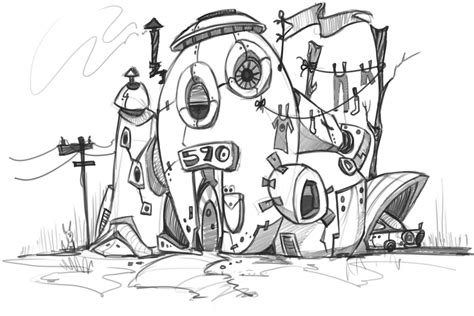 Isaac Orloff Illustration: Funky House Sketch