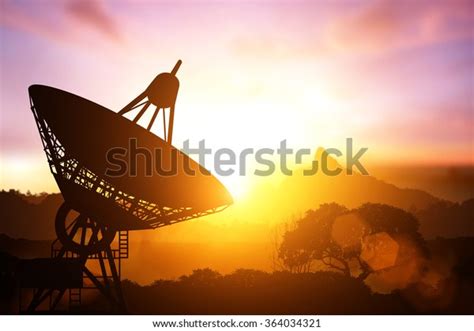 Silhouette Satellite Dish Stock Photo (Edit Now) 364034321