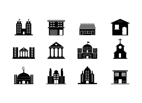 Black Silhouette of Building Illustrations Collection 11005663 Vector Art at Vecteezy