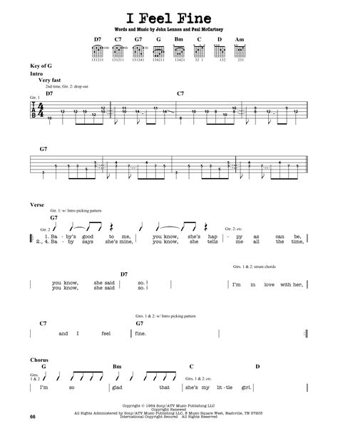 I Feel Fine by The Beatles - Guitar Lead Sheet - Guitar Instructor