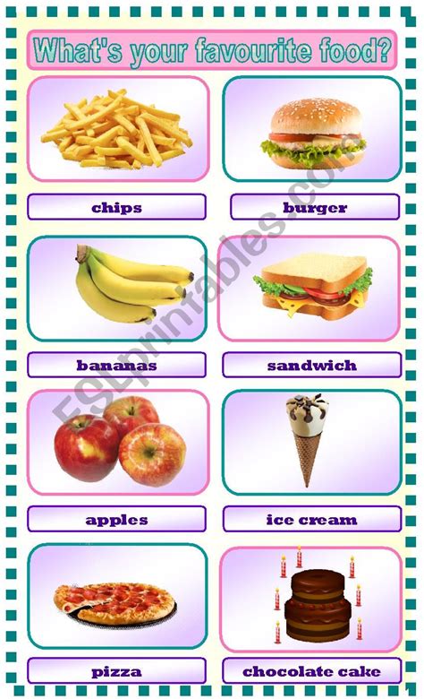 What´s your favourite food? - ESL worksheet by Lenarunova